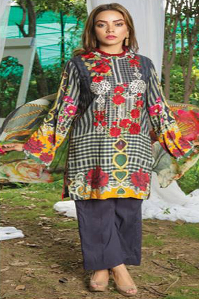 Adan's libas garden digital printed linen collection-D07