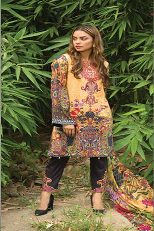 Adan's libas garden digital printed linen collection-D10