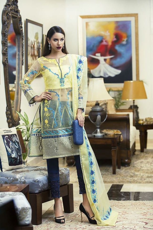 AmnaAqeel Formal Collection yellow
