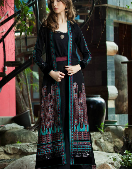 Mahiymaan Formal lawn Collection black crosstich