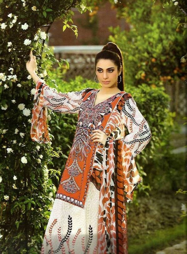 Ragmos Embroided lawn Collection 04 orange