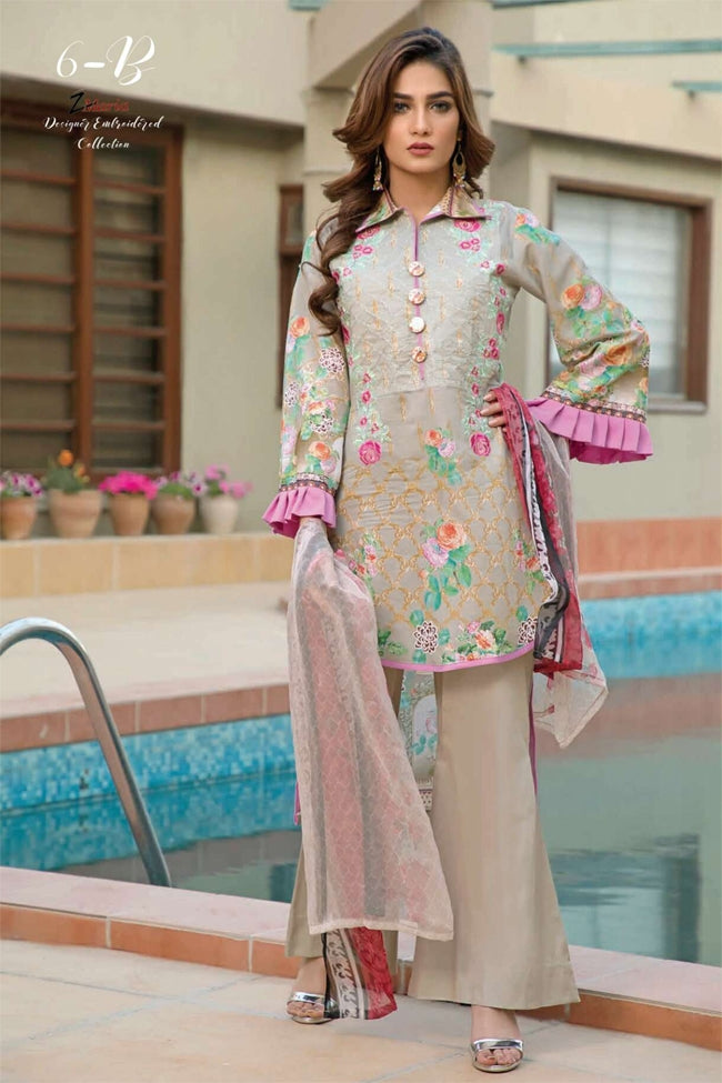 Zmaria Designer Embroidered Collection By ZS Textiles-ZM-6B