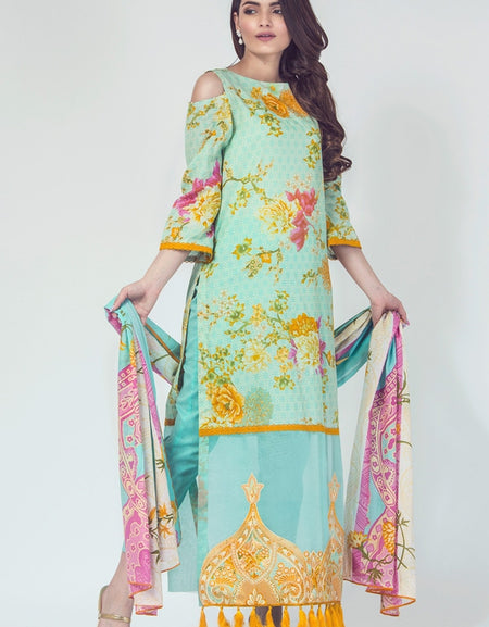 Alkaram Spring Vol 2 Piece Cardinal Embroidered Collection SS-79-Turquoise