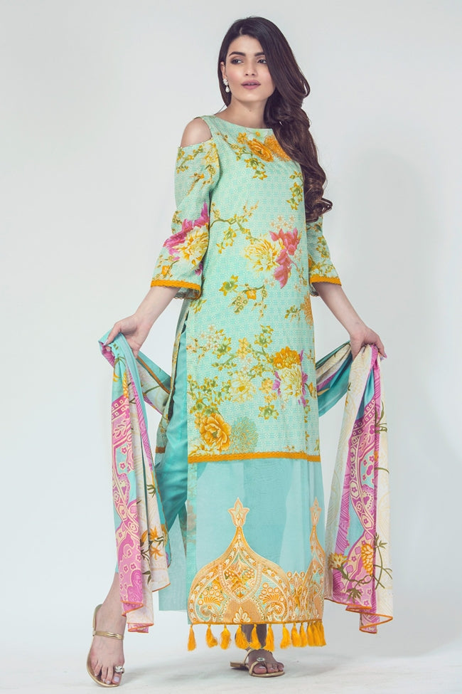 Alkaram Spring Vol 2 Piece Cardinal Embroidered Collection SS-79-Turquoise