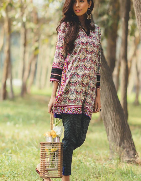 Alkaram Spring Vol 2 Piece Pristine Printed Lawn Collection SS-136-Black