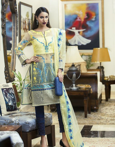 AmnaAqeel Formal Collection yellow