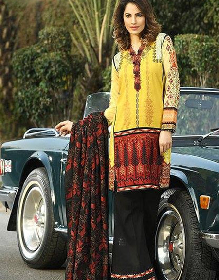 Asim jofa luxury winter shawl collection-Yellow
