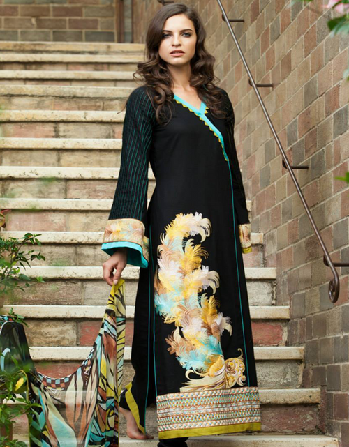 Load image into Gallery viewer, Mahiymaan Formal lawn Collection black feather
