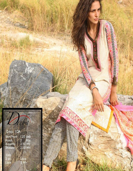 Deeba Shariq Embroidered Lawn Collection'15-D-10A
