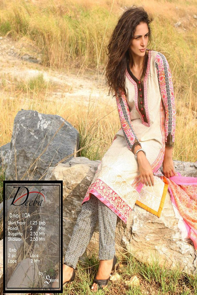 Deeba Shariq Embroidered Lawn Collection'15-D-10A