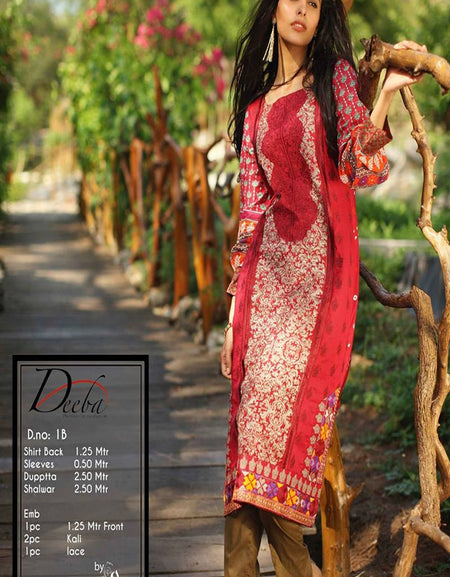 Deeba Shariq Embroidered Lawn Collection'15-D-1B