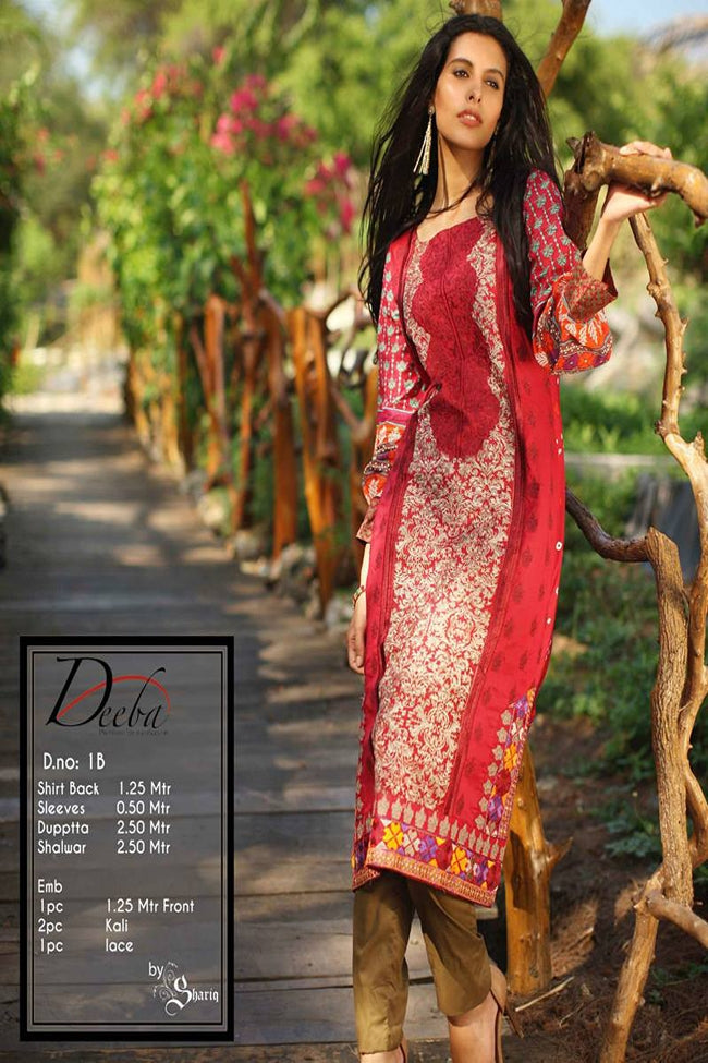 Deeba Shariq Embroidered Lawn Collection'15-D-1B