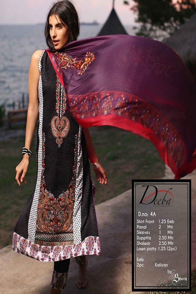 Deeba Shariq Embroidered Lawn Collection'15-D-4A