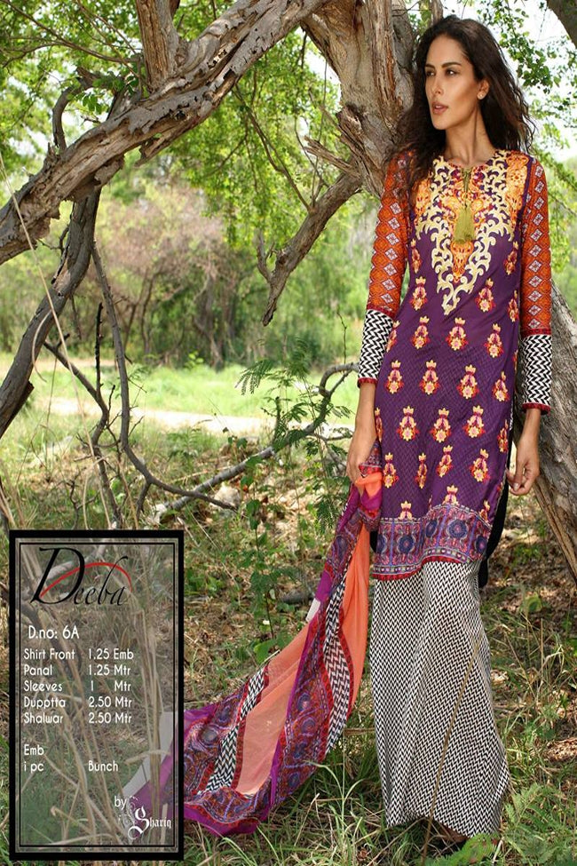 Deeba Shariq Embroidered Lawn Collection'15-D-6A