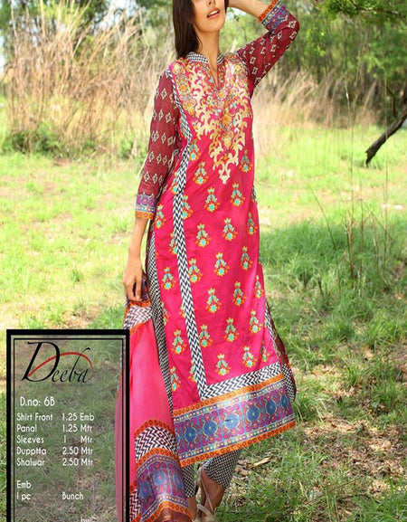 Deeba Shariq Embroidered Lawn Collection'15-D-6B