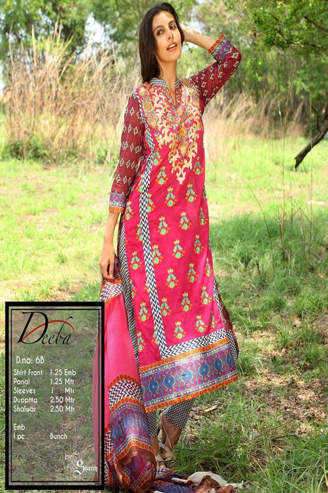 Deeba Shariq Embroidered Lawn Collection'15-D-6B