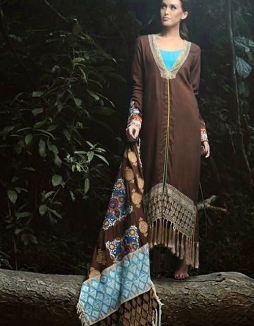 Load image into Gallery viewer, Firdous luxuary Collection Brown shawl
