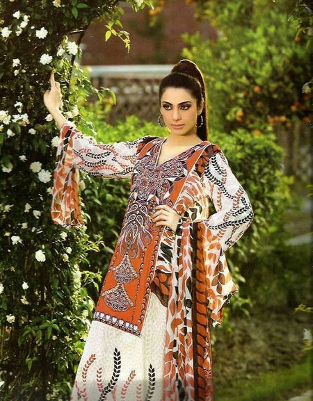 Ragmos Embroided lawn Collection 04 orange