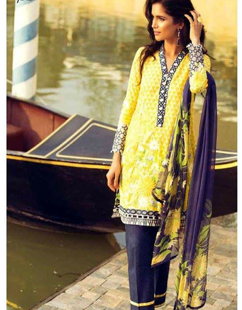 Load image into Gallery viewer, Mina Hasan Luxury Embroidered Lawn Collection-3a yellowblue
