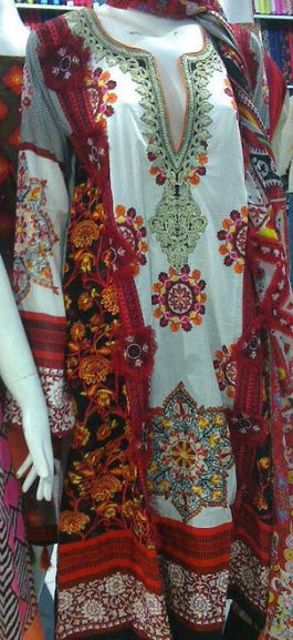 zunuj lawn D012 Redwhite